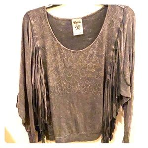 Fringe long sleeve top